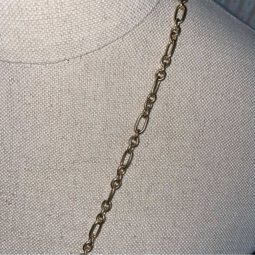 J Crew Gold Green Geometric Posts Dangle Necklace - image 3
